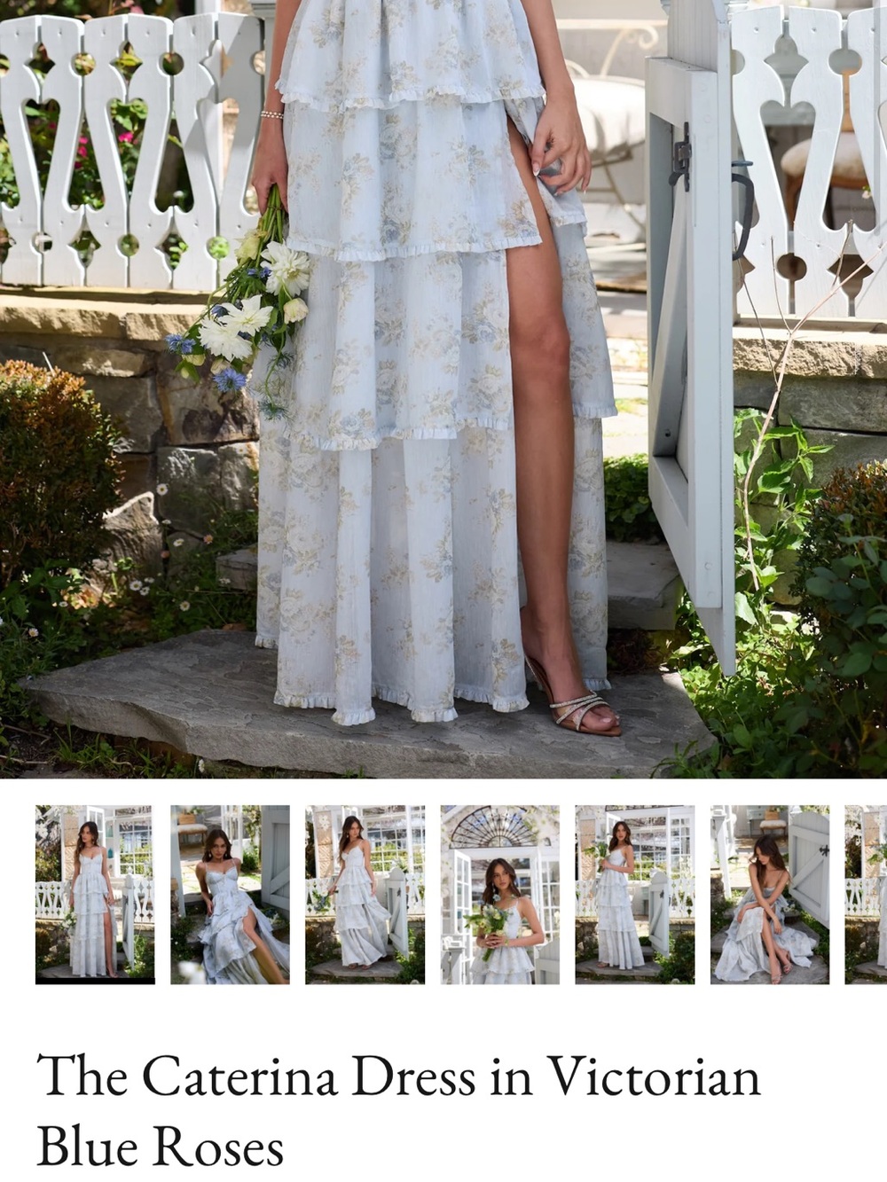 V Chapman Caterina Dress in Victorian BluE Roses - Picture 5 of 7